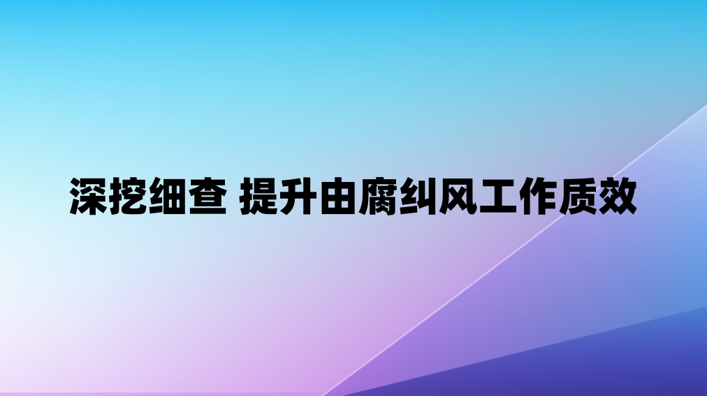 深挖细查 提升由腐纠风工作质效