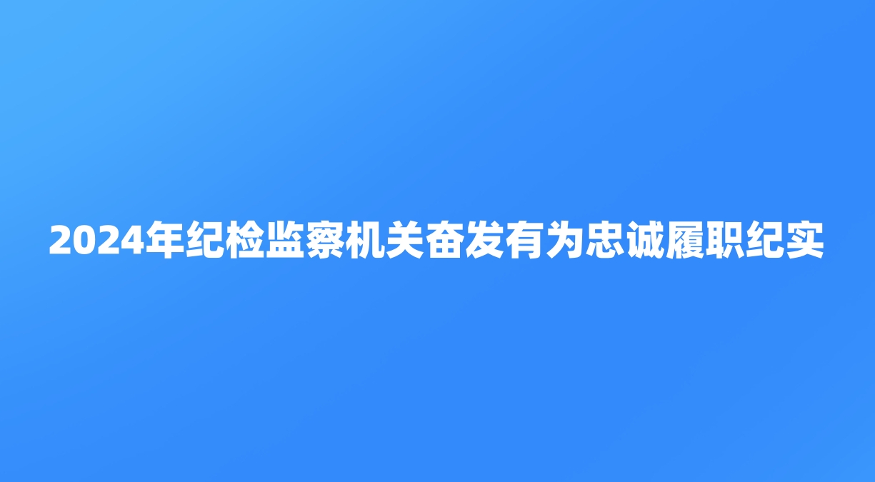 2024年纪检监察机关奋发有为忠诚履职纪实